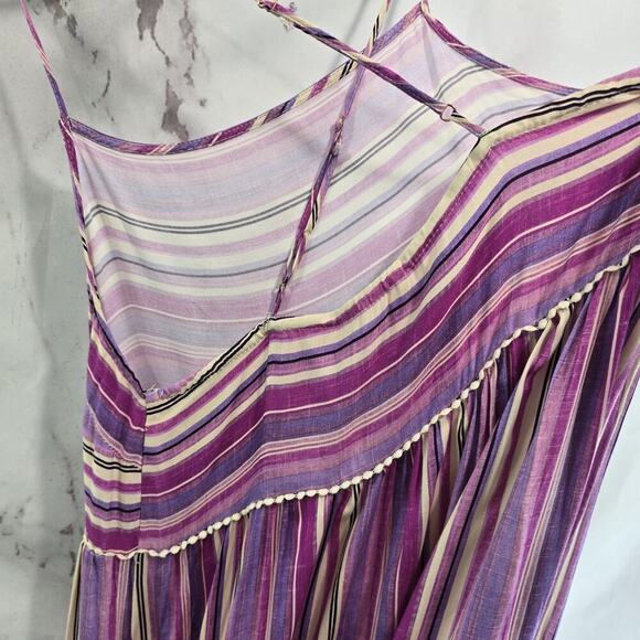 Anthropologie Dress Womens Small Purple Striped Maxi Boho Cover Up Tiered - Picture 8 of 15